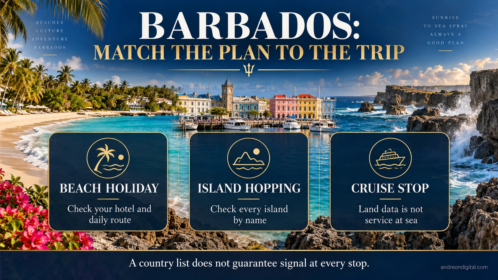 Barbados eSIM checklist for a beach holiday, island hopping and a cruise stop