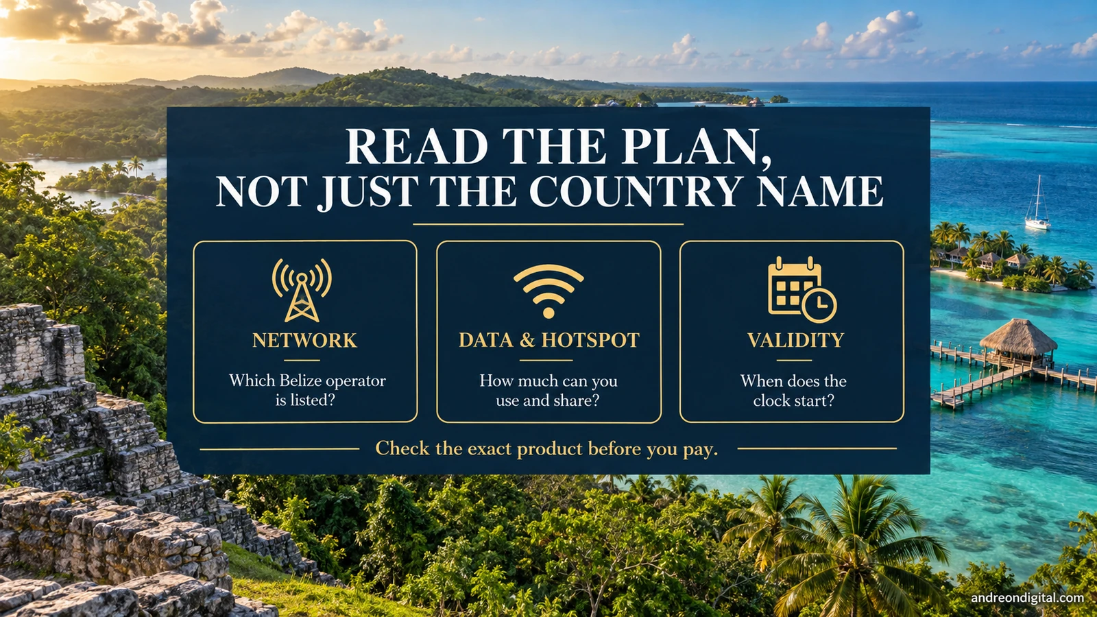 Belize eSIM checklist for network, activation, hotspot and data allowance