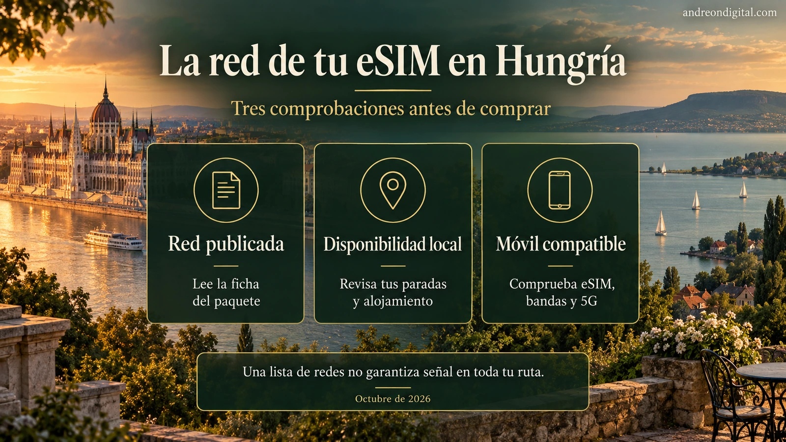 Tres comprobaciones para una eSIM en Hungría: paquete, cobertura local y compatibilidad del móvil