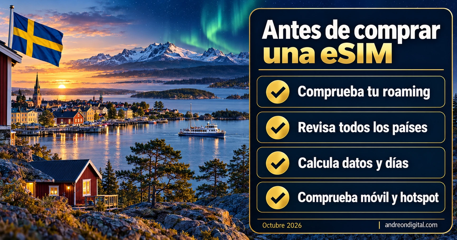 Lista para comprobar roaming, países, datos, días, teléfono y hotspot antes de comprar una eSIM