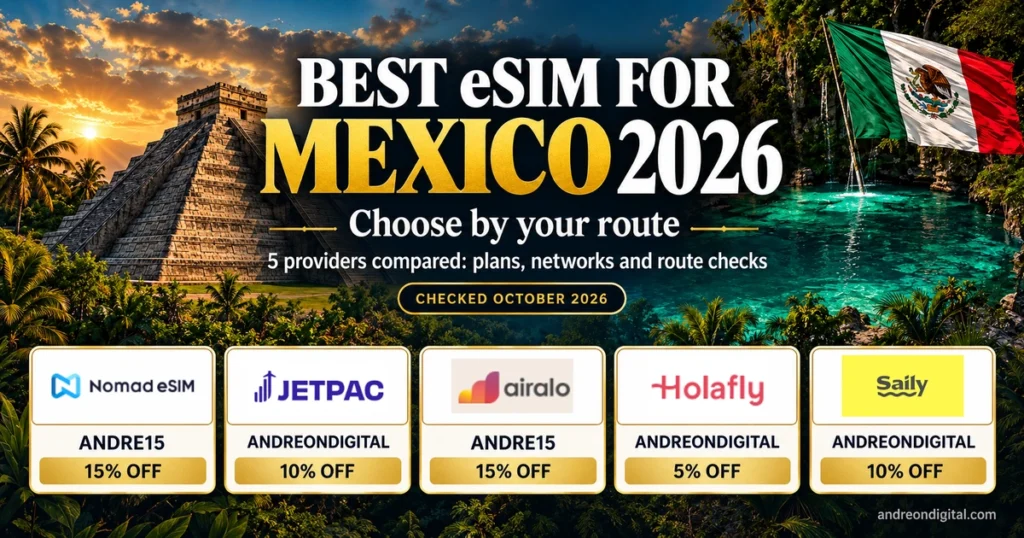 Best eSIM for Mexico 2026 with five providers and Mexican travel scenery