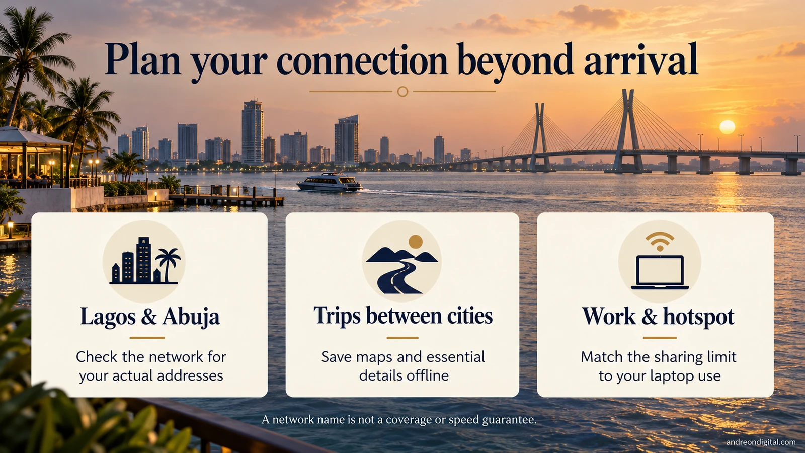 Nigeria travel connection checklist for Lagos and Abuja, trips between cities and laptop hotspot use