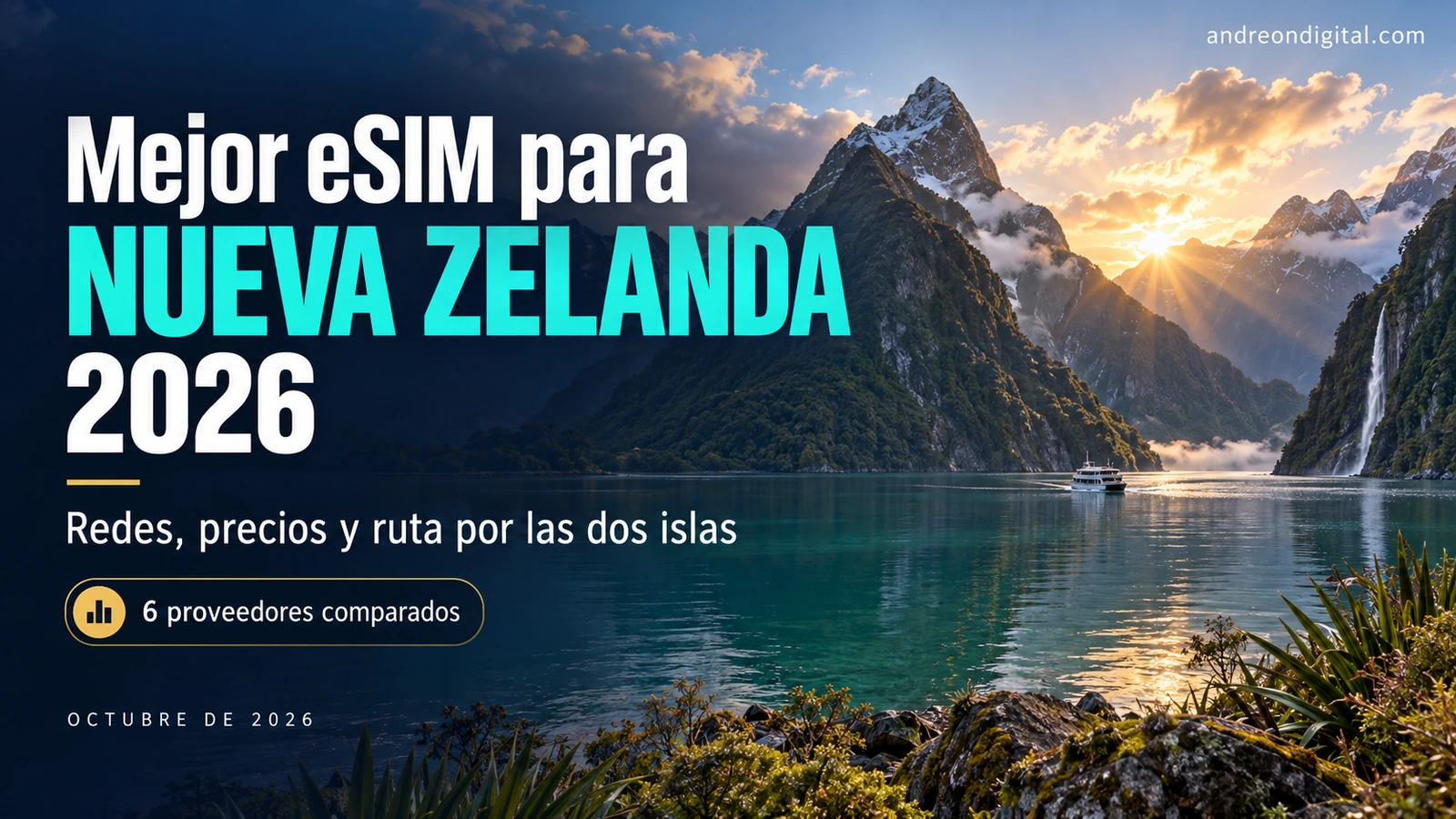 Mejor eSIM para Nueva Zelanda 2026: seis proveedores, precios, redes y preparación de la ruta