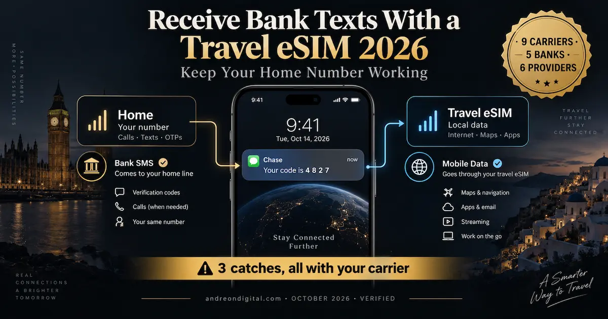 Receive Bank Texts With a Travel eSIM 2026, How to Keep Your Home Number Working receive bank texts with a travel esim 2026 home number sms codes dual sim setup carriers short codes
