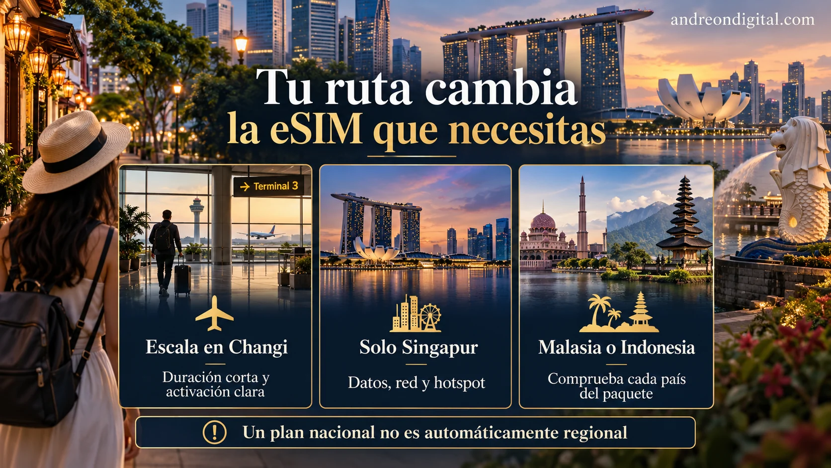 Cómo elegir una eSIM para una escala en Changi, una estancia en Singapur o una ruta por Asia