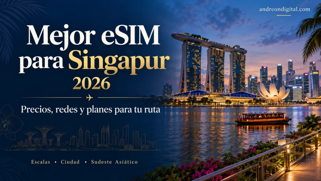 Mejor eSIM para Singapur en 2026: cinco proveedores comparados, precios, redes y cupones
