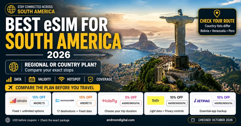 South America eSIM regional and country plans compared in October 2026