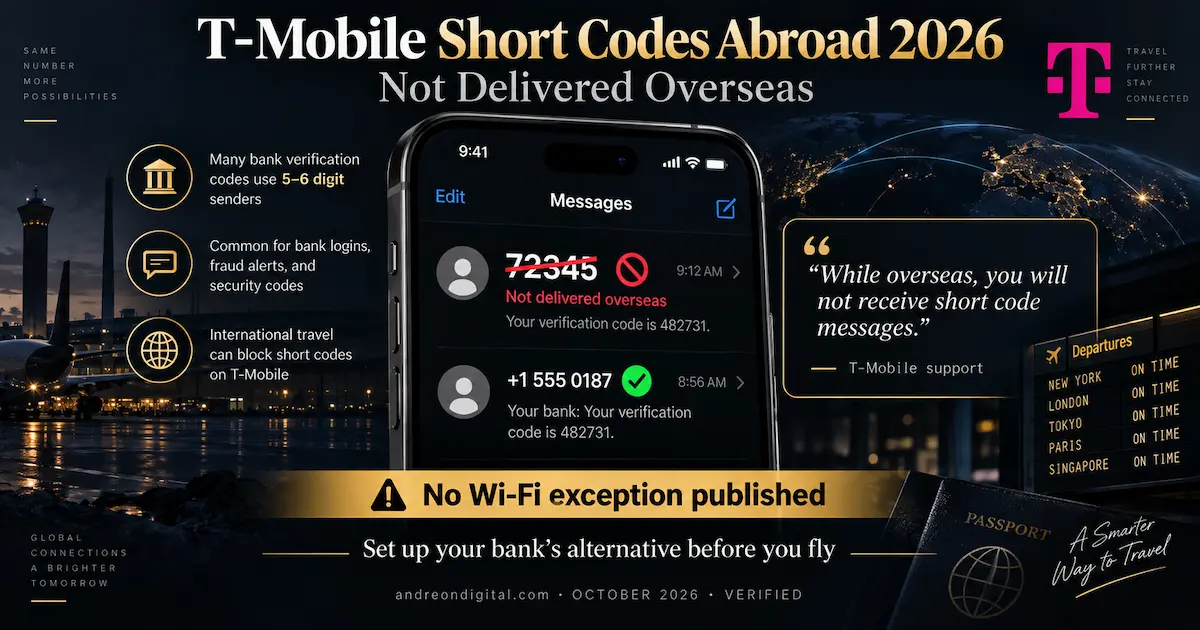T-Mobile Short Codes Abroad 2026, Not Delivered Overseas tmobile short codes abroad 2026 not delivered overseas bank verification codes five six digit sender no wifi exception